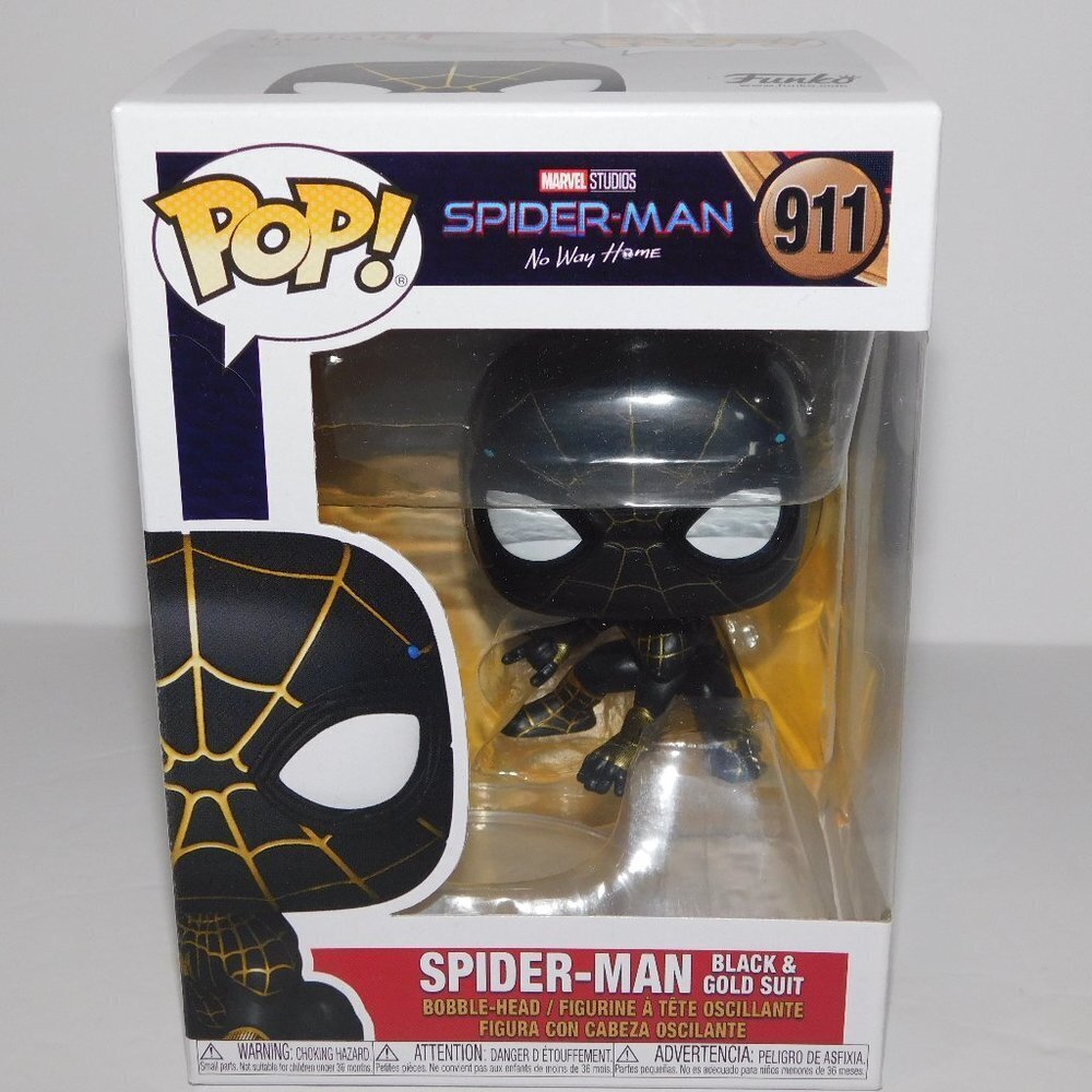 Funko Pop MARVEL Spider-Man Black & Gold Suit No Way Home 911 Bobble Head Figure